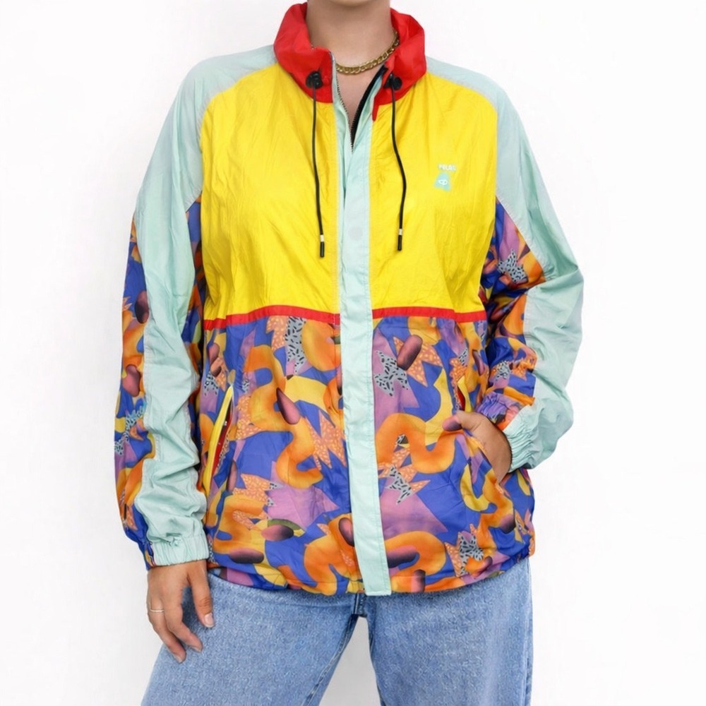 Poler Womens L Colorblock 90s Style Vented Windbreaker Jacket Retro Streetwear